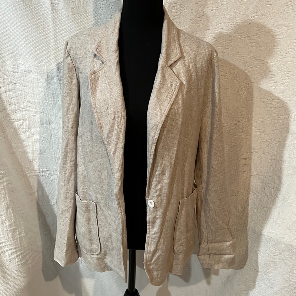 Premise Studio linen blend unconstructed blazer, size 14